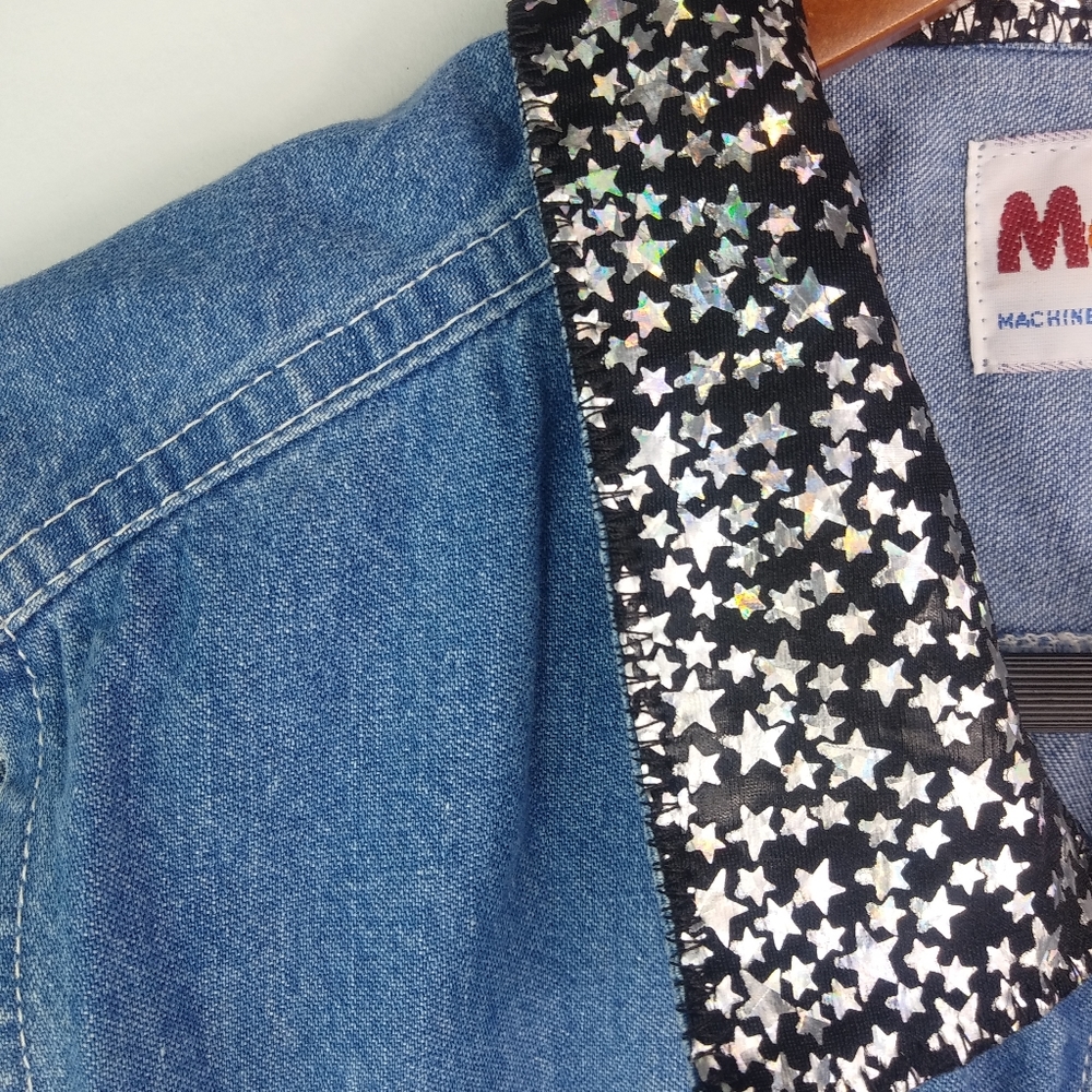 MARSHA 14 Big Girls Silver Leopard Star Jeans Zip Vest Kids - Picture 9 of 11